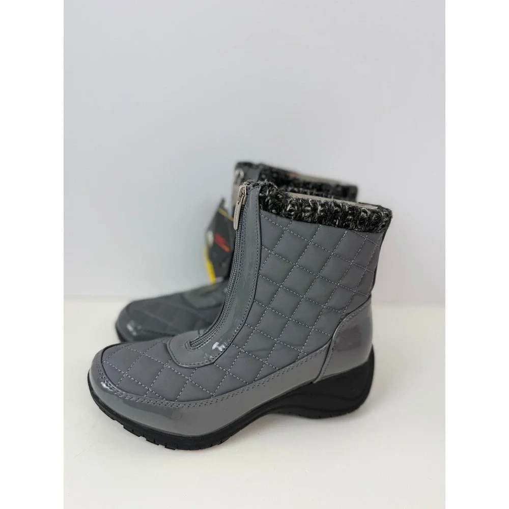 Khombu Megan Grey Waterproof Boots Memory Insoles‎ Sz 6 M New